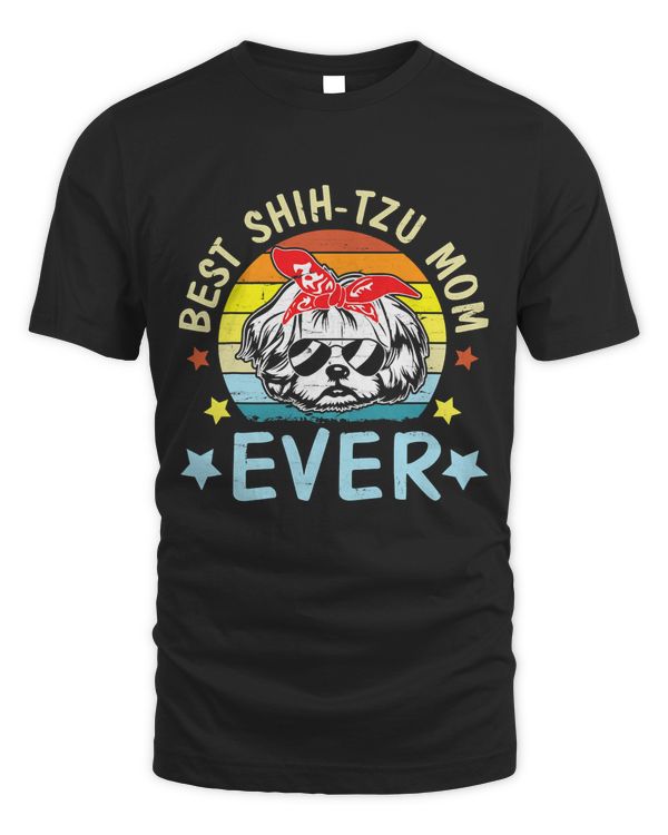 Best Shih Tzu Mom Ever Dog Mommy Mama Mother Vintage Shirt