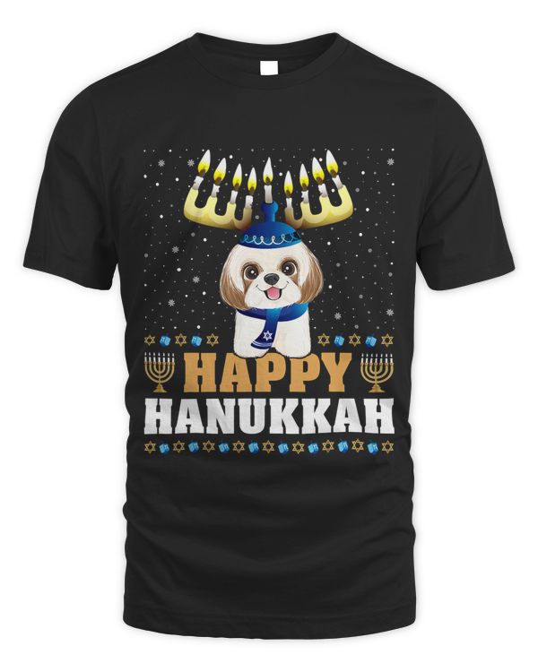 Cute Menorah Chanukah Funny Shih Tzu Hanukkah T-Shirt