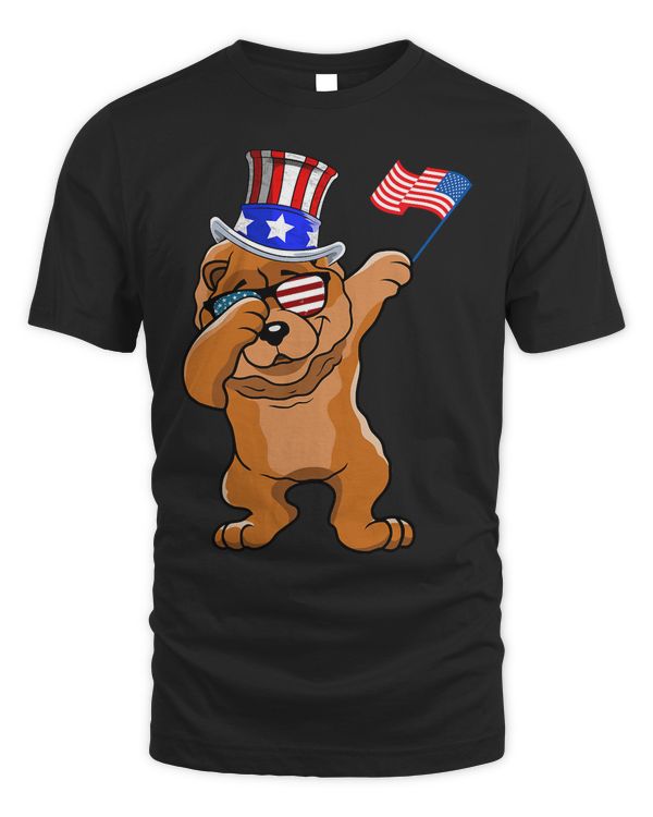 Chow Chow Dabbing Dog Dad 4th of July Shirt