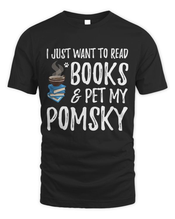 Books and Pomsky Shirt Funny Dog Mom or Dog Dad Gift Idea T-Shirt