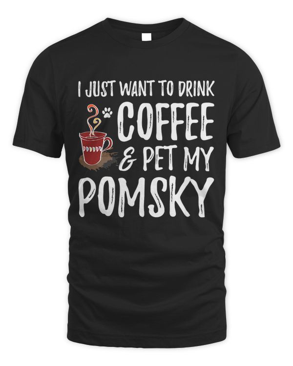 Coffee and Pomsky T-Shirt for Pomsky Dog Mom T-Shirt