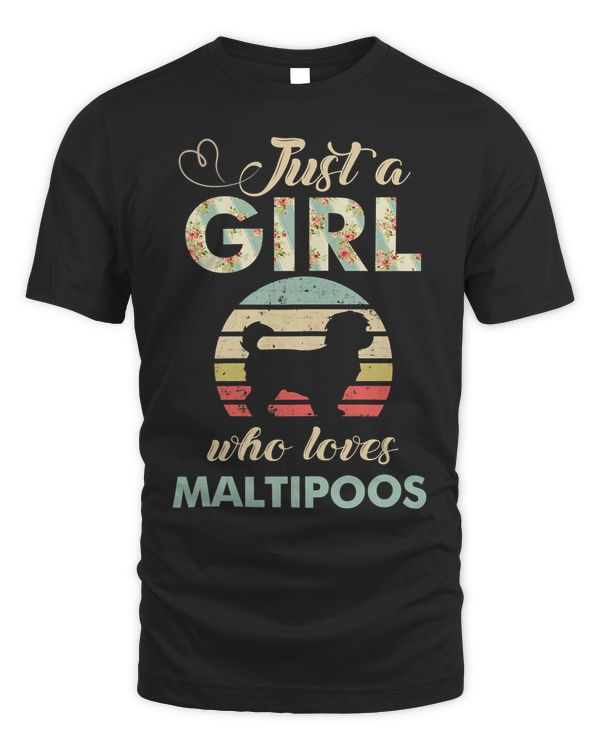 Just A Girl Who Loves Maltipoos Retro Vintage Dog T-Shirt