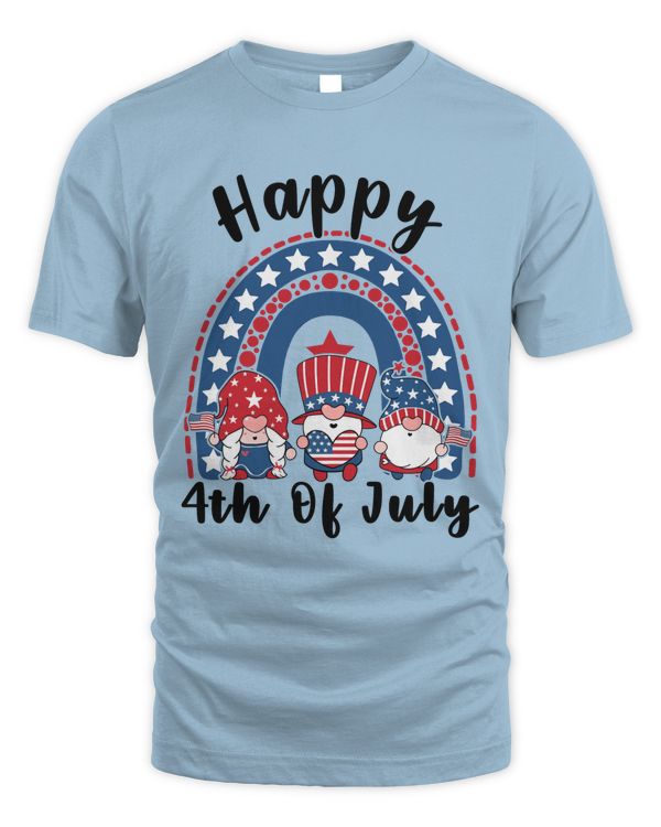 Rainbow Gnomes Patriotic American Flag Cute Gnomes 4th Of July T-Shirt
