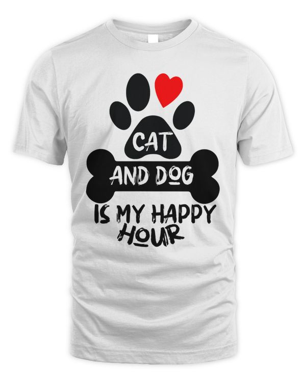 Cat And Dog Naptime Is My Happy Hour  T-Shirt