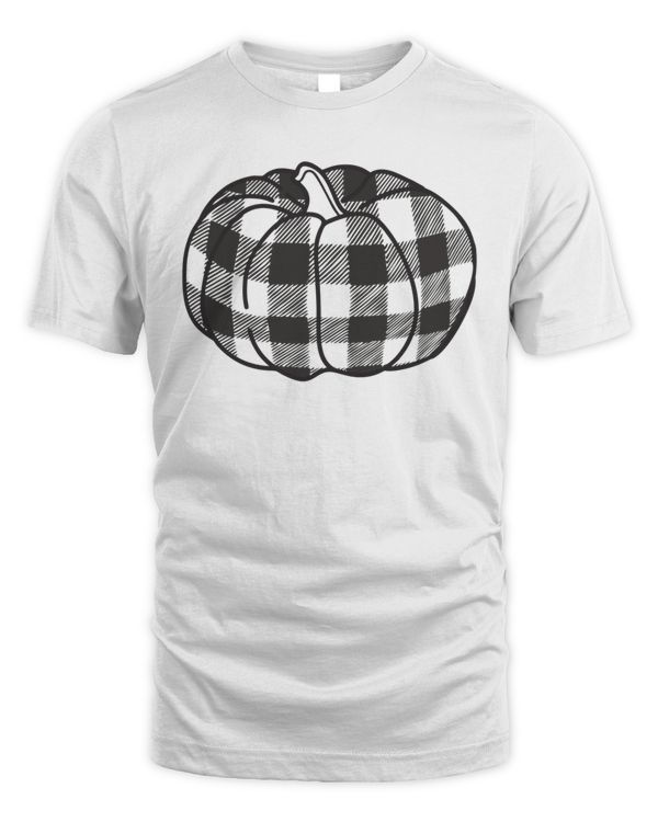Checkered Plaid Pumpkin Halloween It's Fall Y'all Cute and Funny T-Shirt