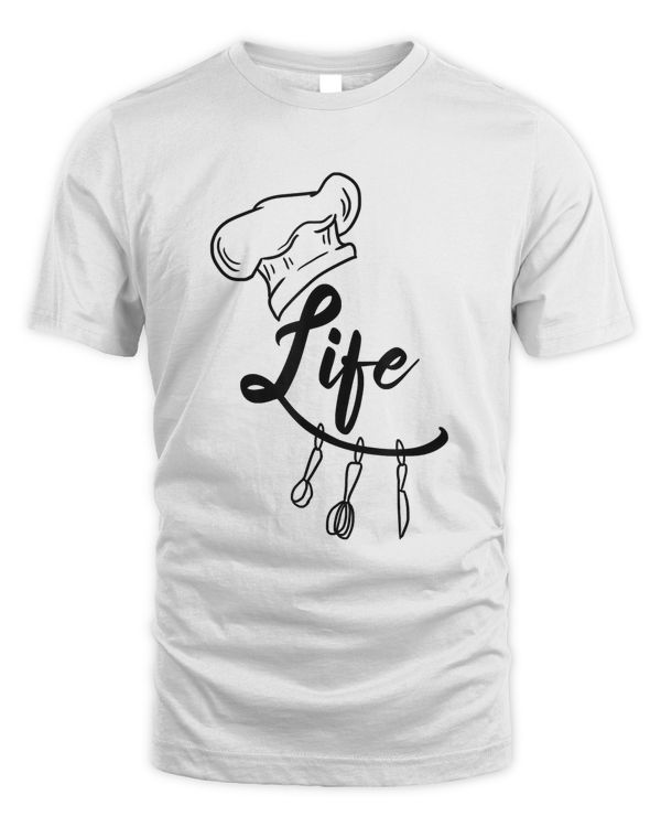 Chef Hat Baking Tools Life Word Funny Baker Culinary Gift T-Shirt