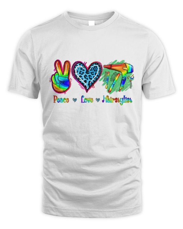 Christmas Peace Love Hair stylist Hair Dresser Tee Gift T-Shirt