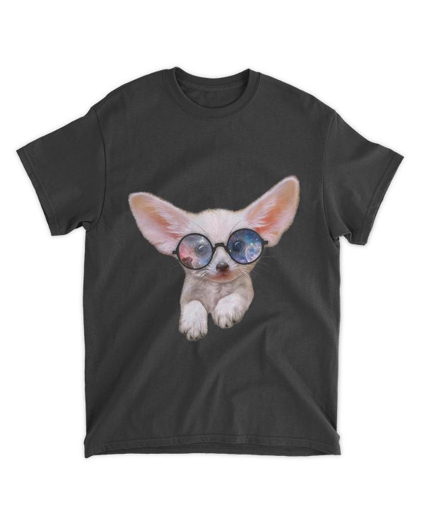 Fennec Fox Puppy in Round Retro Galaxy Eyeglass T-Shirt