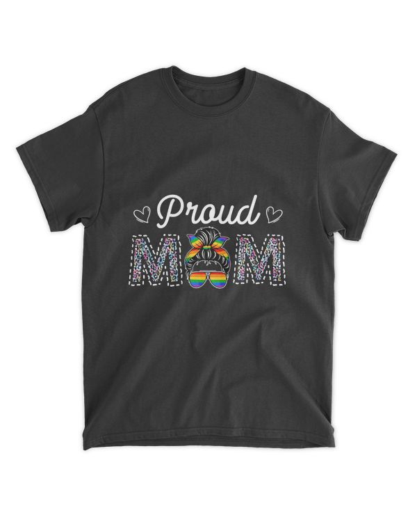 RD Proud Mom Apparel Shirt, LGBT Pride Shirt, Leopard Mom Shirt, Messy Bun T Shirt