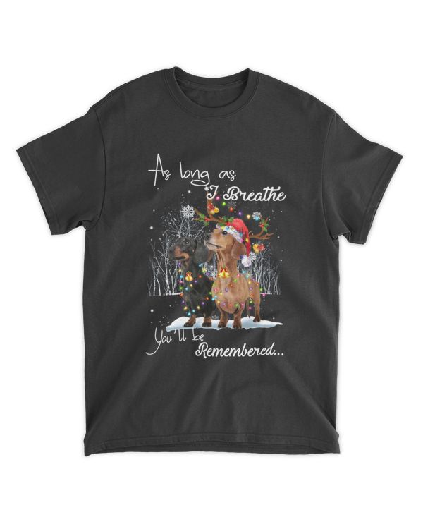 Dachshund Dog As Long as I Breathe Santa Hat Christmas Dog Lover