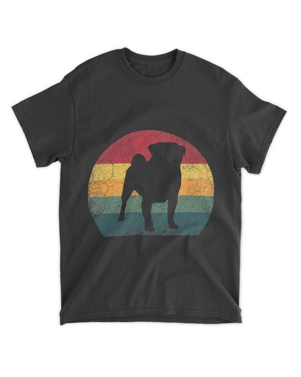 Pug Dog Vintage Distressed Retro Style Men Women Kids Gift T-Shirt