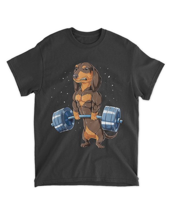 dachshund weightlifting deadlift men fitness gym workout