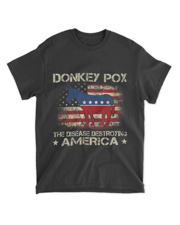 Donkey Pox The Disease Destroying America USA Flag Funny 22
