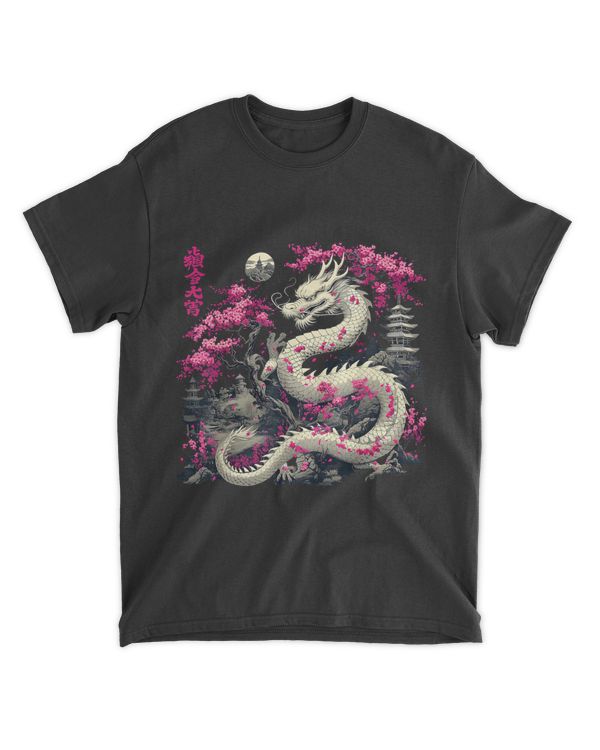 Asian Cherry Blossom Chinese Dragon T-Shirt