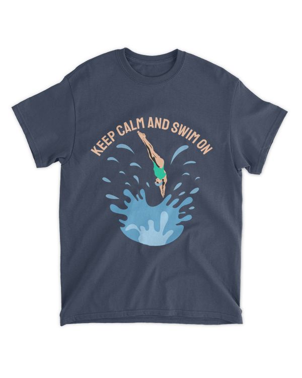 Keep Calm and Swim On, Swimming T-Shirt, Swimming Tank Top, Swimming Shirt for Summer