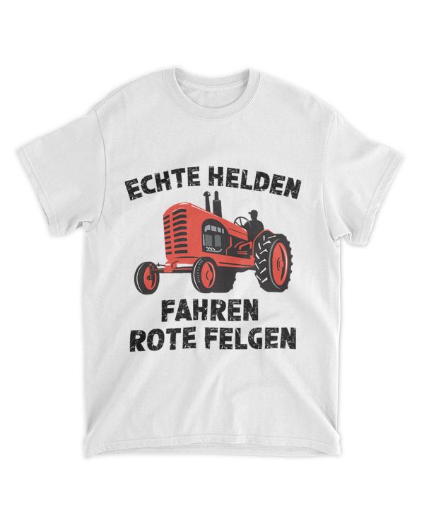 Farmers Real Heroes Driving Red Rims Tractor Gift