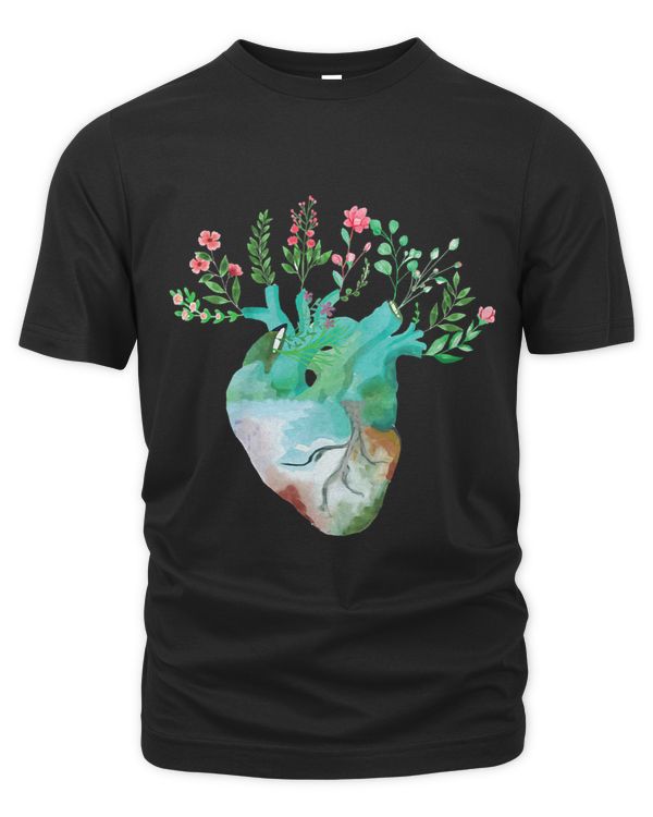 Spring Green Floral Anatomical Heart Flower Lover