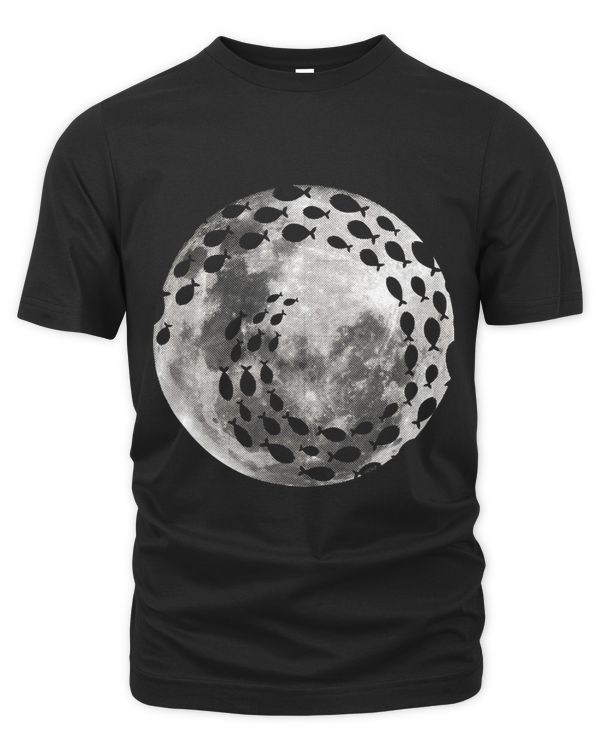 Fish in the moon silhouettes in the photo dot grid