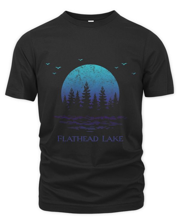 Flathead Lake Montana Sunset Moon Trees Souvenir