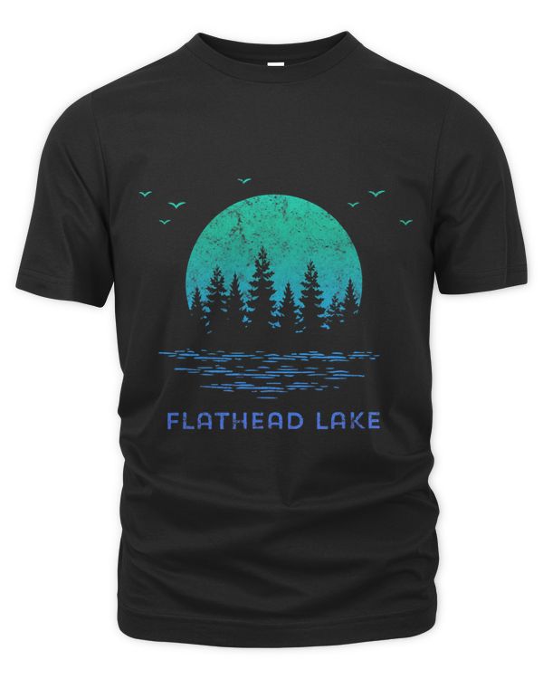 Flathead Lake Montana Weathered Moon Trees Graphic Souvenir