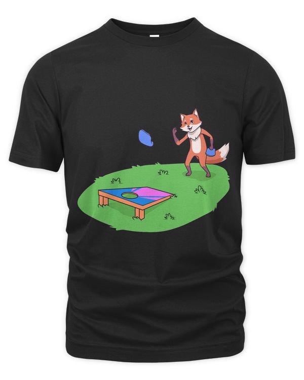 Fox playing cornhole