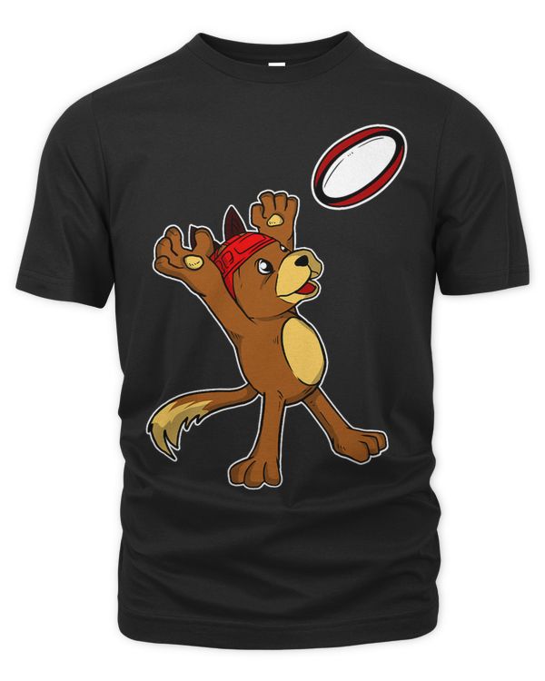 Funny Rugby Player Dog Catching Rugby Ball Costume