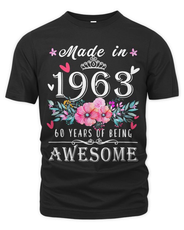 Floral 60th Birthday Gifts For Women Made In 1963 Birthday