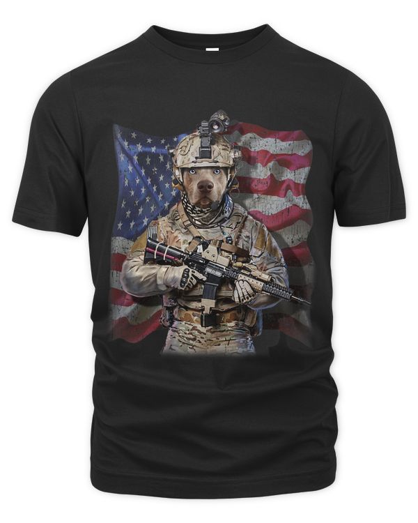 USA America Patriot Weimaraner Dog as Army Commando