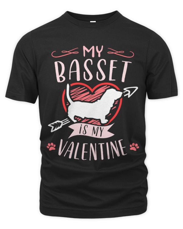 Valentines day Basset Dog Valentine Pullover Hoodie