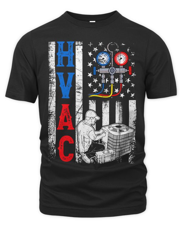 Distressed Proud USA HVAC Tech American Flag HVAC Technician