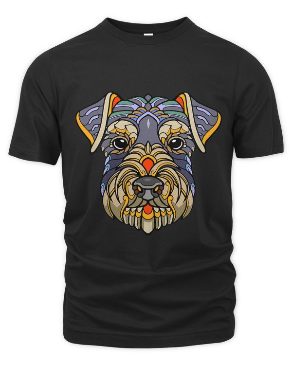 Dog Face and Head Colorful Mandala Pattern schnauzer Dog