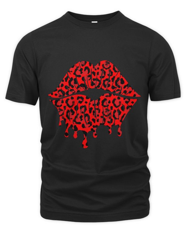 Funny Red Leopard Print Kiss Lips Valentines Day Women Girls