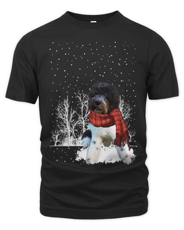 Saint Berdoodle Winter Scarf Dogs Tree Forest Snow