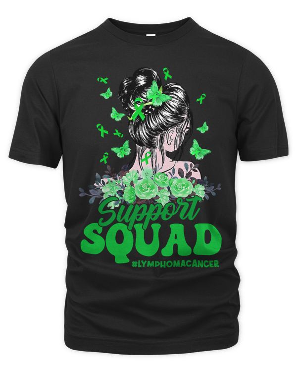Support Squad Messy Bun Lime Green Ribbon Lymphoma Cancer 43