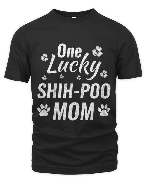One Lucky ShihPoo Mom Dog St. Patricks Day Distressed