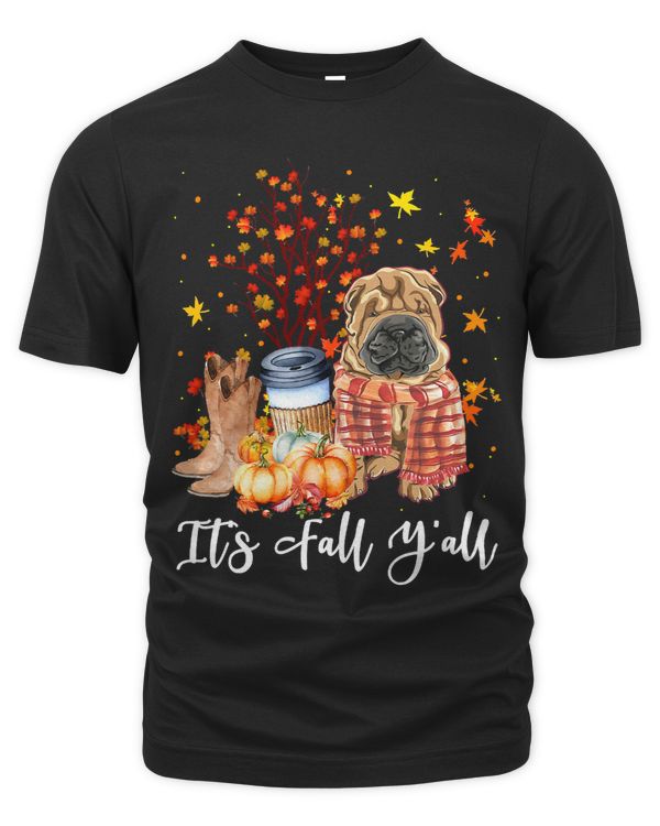 Its Fall Yall Shar Pei Dog Pumpkin Fall Autumn291