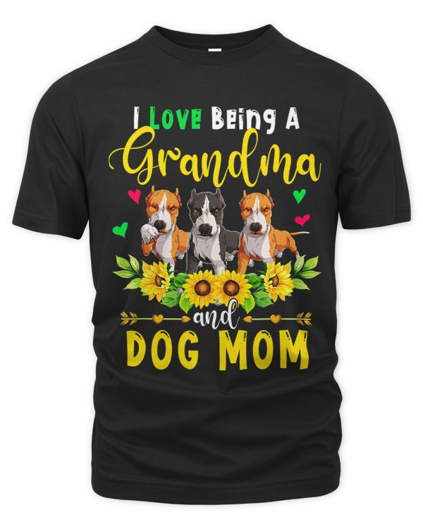 I Love Being A Grandma And Dog Mom Pit Bull Dogs Sunflowers
