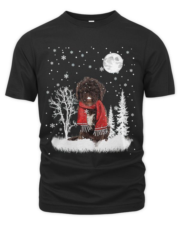 Spanish Water Dog Under Moonlight Snow Christmas Pajama 336