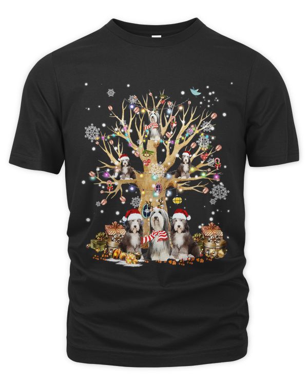 Old english sheepdog Christmas Tree Lights Xmas Pajama Dog 130