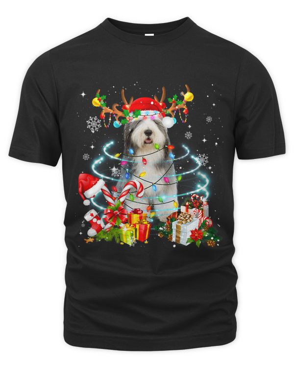 Old English Sheepdog Reindeer Christmas Tree Lights Pajama 214