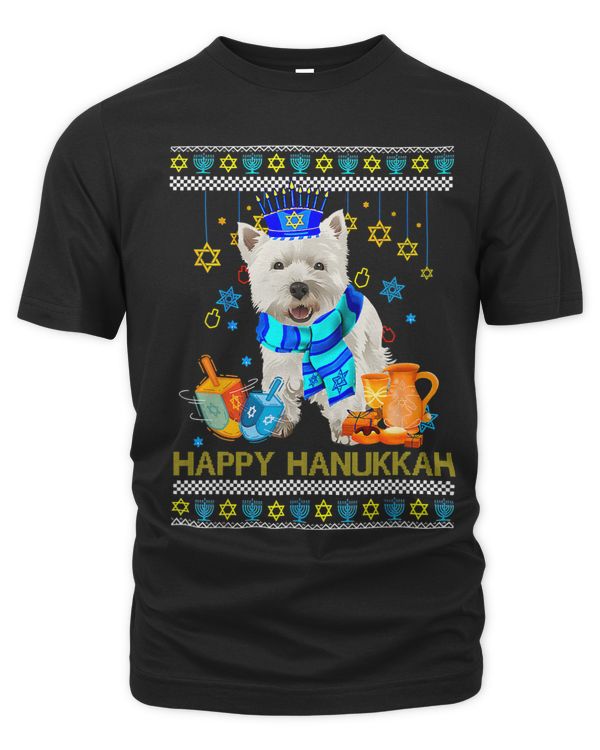 Ugly Hanukkah Sweater Jewish West Highland White Terrier 275