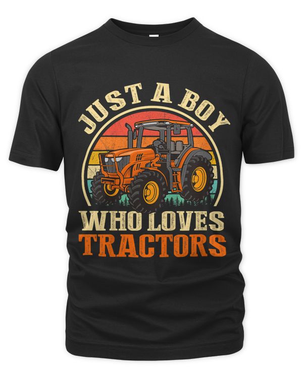 Kids Retro Farm Lifestyle Just A Boy Who Loves Tractors Lover 1
