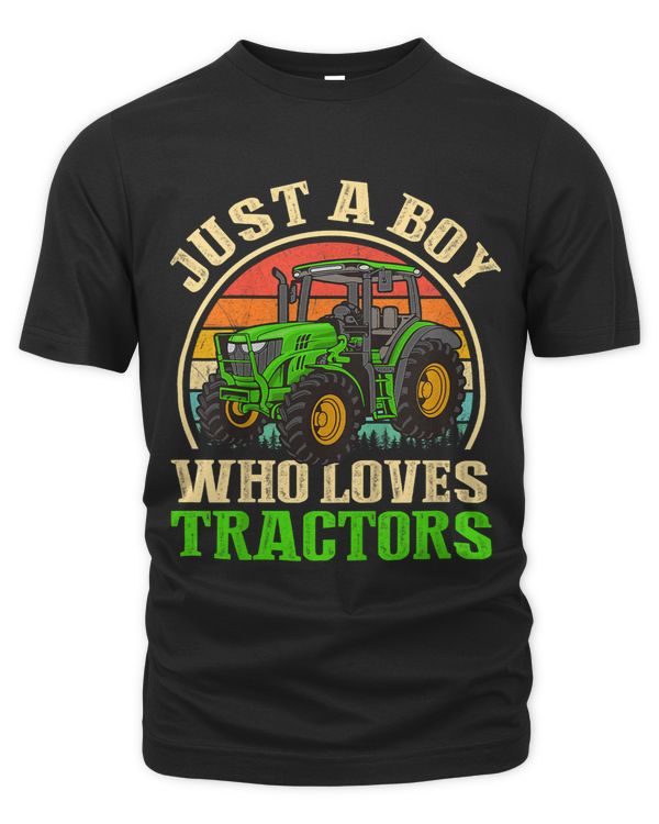 Kids Retro Farm Lifestyle Just A Boy Who Loves Tractors Lover