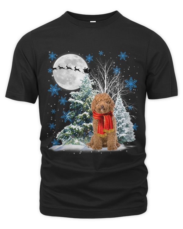 Labradoodle Under Moonlight Snow Christmas Pajama 74