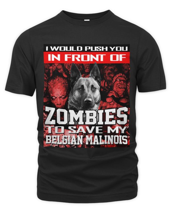 In Front Of Zombies To Save Belgian Malinois Dog Halloween