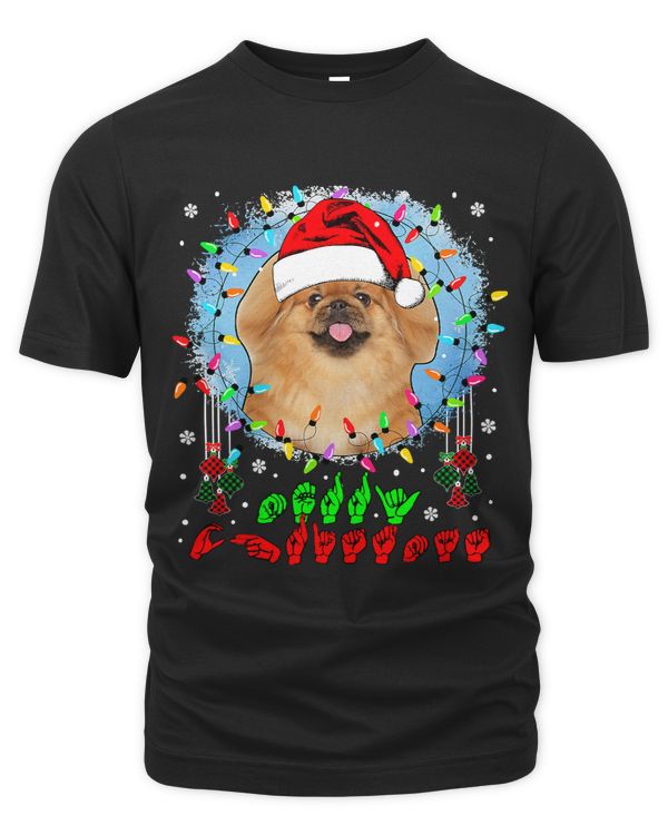 Merry Christmas Hands Sign Language Santa Pekingese Lover156
