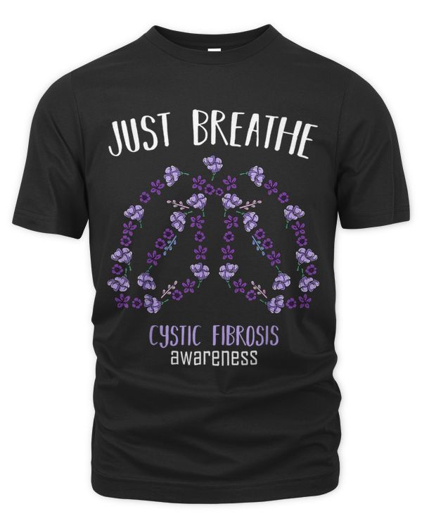 Just Breathe Purple Ribbon CF Cystic Fibrosis Awareness