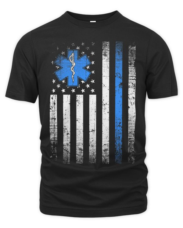 Distressed EMS EMT Paramedic USA American Flag Patriotic