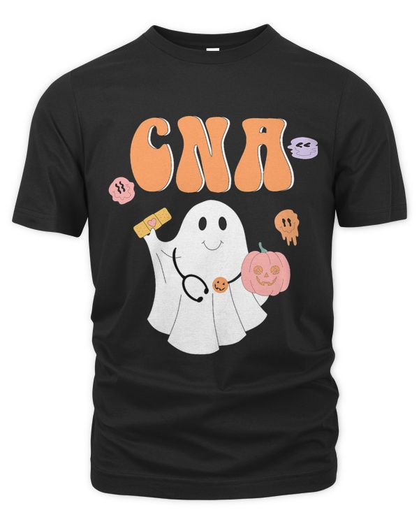 Womens Certified Nursing Assistant Hippie Halloween Retro Ghost CNA