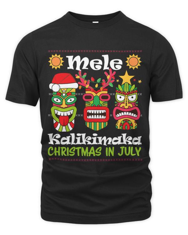 Christmas In July Hawaiian Santa Tiki Mele Kalikimaka Summer